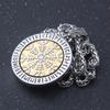Runes Viking Compass Necklace Men's Nordic Amulet Hip Hop Boutique Biker Pendant Stainless Steel Jewelry Gift