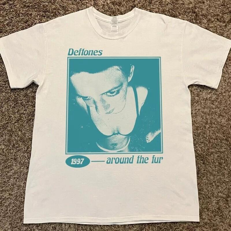 Винтажная футболка Deftones 1997 года Around The Fur Песочная Унисекс Футболка Репринт Для Мужчин Женщин Унисекс Футболка S