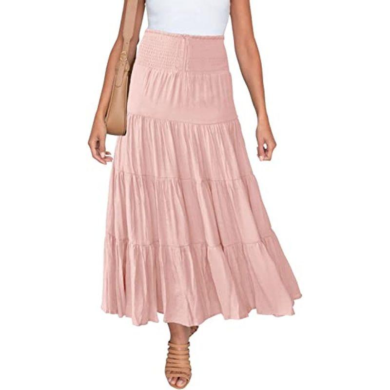

Solid Color Elastic Waist Loose Skirt Solid Elastic Waist Loose Skirt for Women Pink L