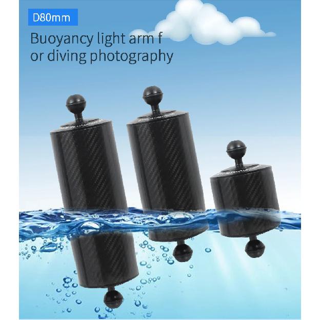 XT-XINTE Underwater Diving Tray Carbon Fiber Float Buoyancy Aquatic Arm D80mm Dual Ball Floating Arm Diving Camera