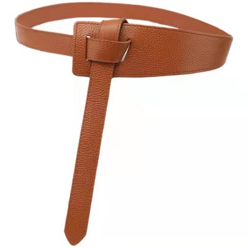 European and American Simple Solid Color Single-loop Fashion Belt, Women's Large Sweater Waist-hugging Versatile Belt