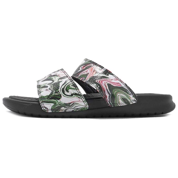 Nike Womens Benassi Duo Ultra Slide 'Black Green Pink' (women's sizes) Black / Black Slide Slippers 819717 003