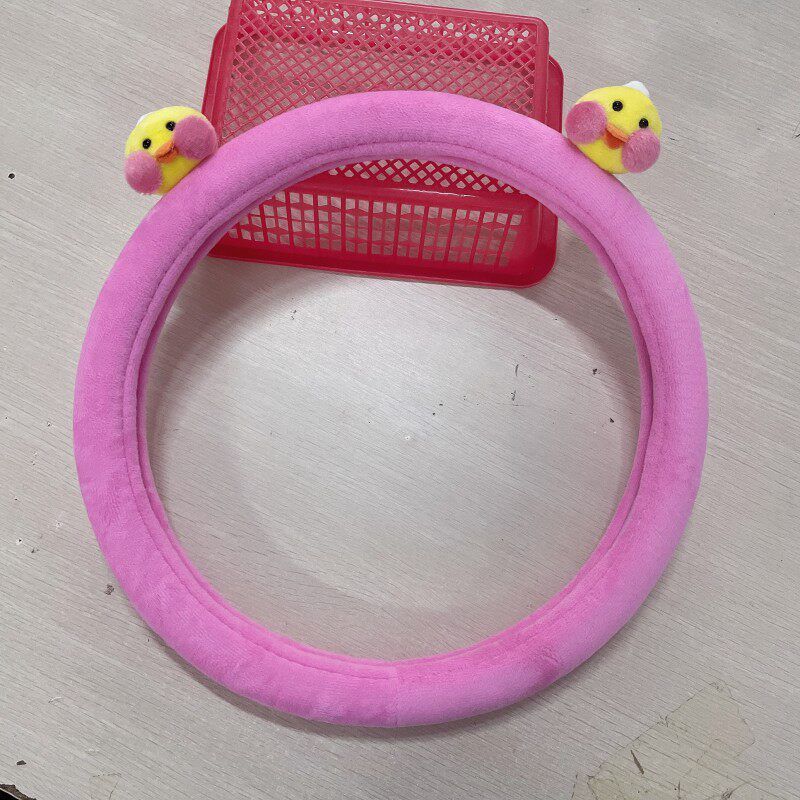 

Car Steering Wheel Cover Cute Winter Furry Handlebar Cover Korean Cute Short Plush Q-Style for Men and Women Sweat-Absorbent Non-Slip All-Season Pink Internet Celebrity Duck Plush