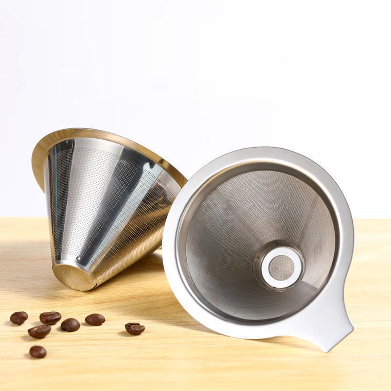 Coffee Filter Double Layer 304 Stainless Steel Coffee Filter Reusable Holder Pour Over Coffees Dripper Mesh Coffee Accessories