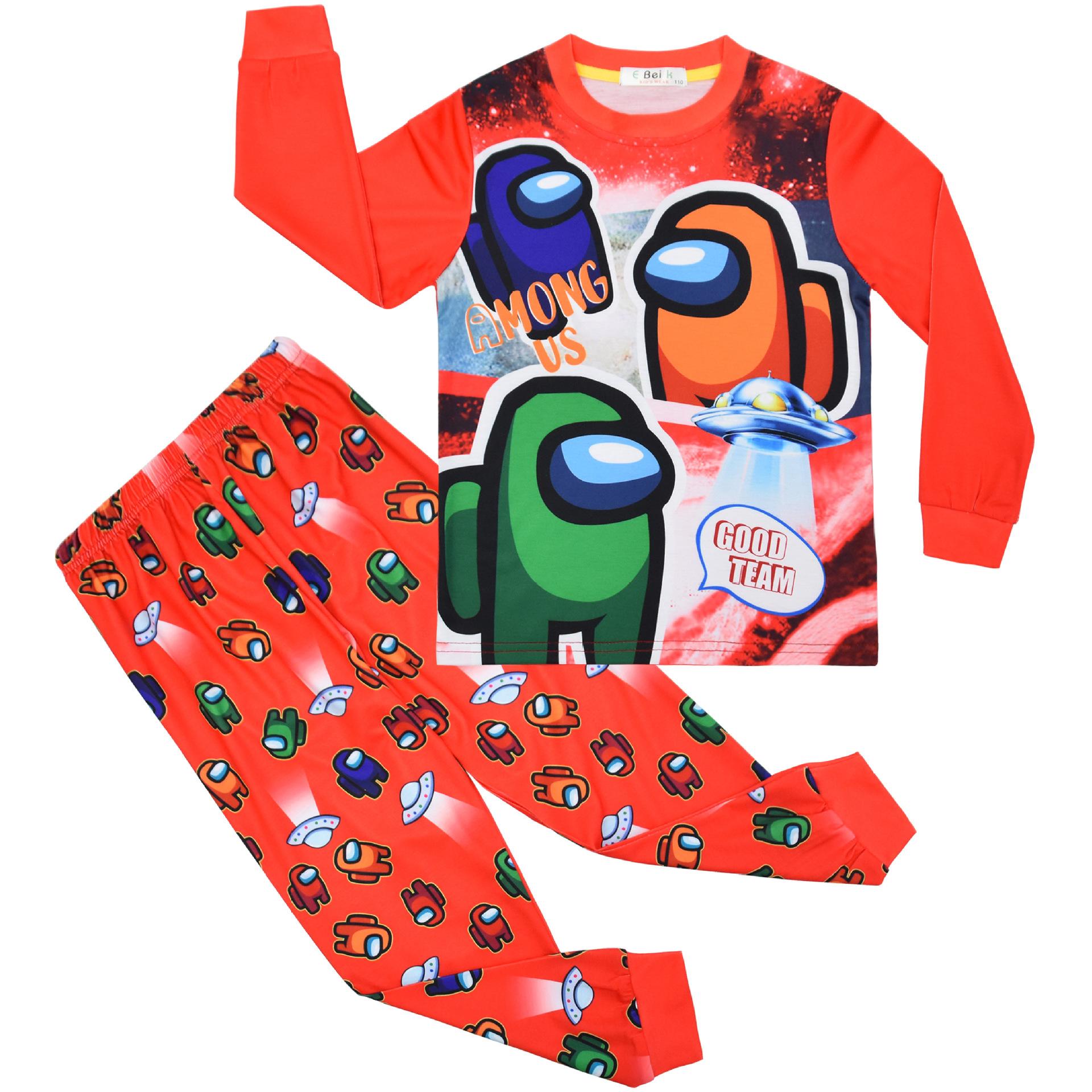 

Game, Digital Printing, Middle And Older Children S Loungewear Set, Long-Sleeved Two-Piece Pajamas, Pants 575 120 красный