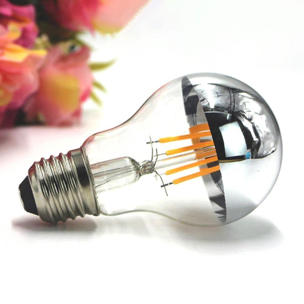 Stabla Hot silver light E27 ncandescent mirror reflection LED filament bulb semi-plated bulb A60