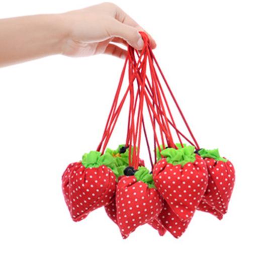 10L Organizer Bag with Handle Item Storage Lightweight Strawberry Folding Grocery Shopping Bag for Lady