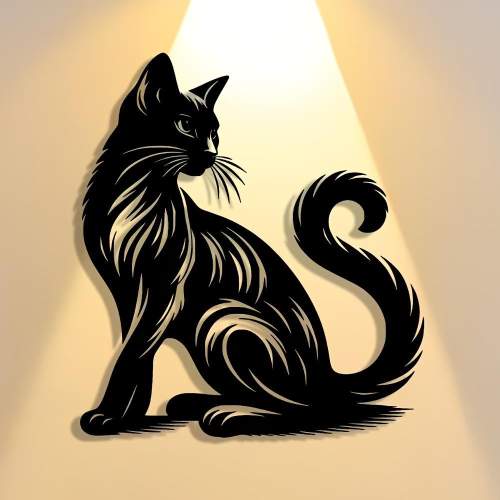 1 Stück Süße Katze Metall Wandkunst Dekoration für Weihnachten Büro Wohnzimmer Schlafzimmer Terrasse Küche Innenhof Café Bar