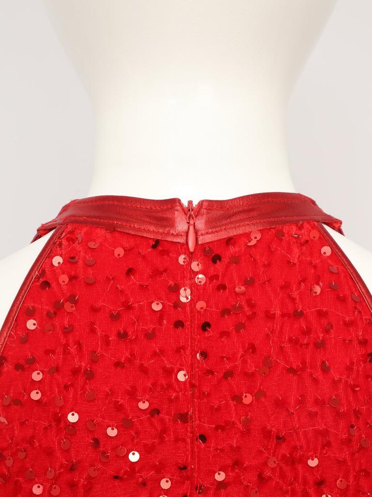 Girls Christmas Costume Sleeveless Striped Sequins Bodysuit Dance Gymnastics Jumpsuit Candy Cane