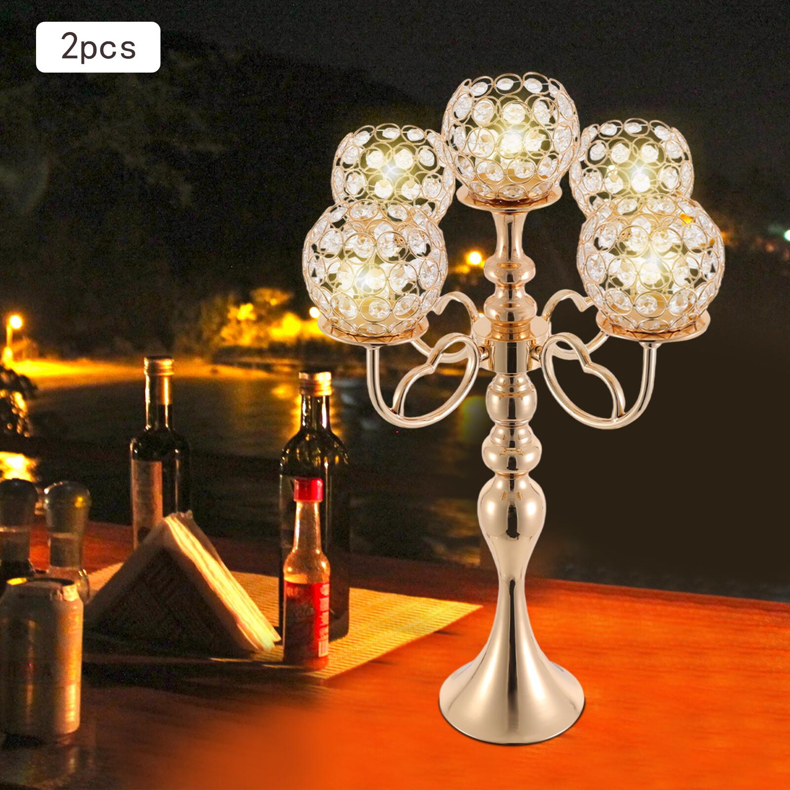 

2Pcs 5-Arm Candle Holders, 21.5 Inch Gold Tabletop Candelabra, Candle Stand for Real/Simulation Candles, Perfect for Home Decor 2pcs золотистый