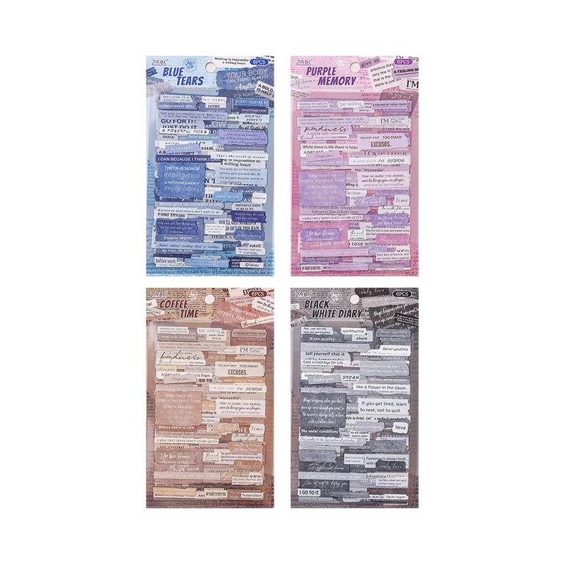 Retro Waterproof Collage Stickers - Creative English Planner Material for DIY Painting