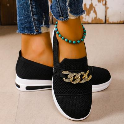 Damen-Sneaker, atmungsaktive Strick-Designer-Schuhe für Damen, leichte, flache Sneakers mit weicher Sohle, rutschfeste Freizeit-Sneaker für Damen