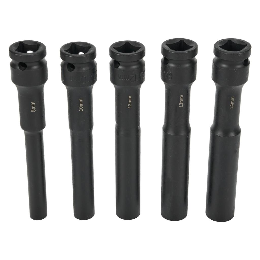 5pcs Wrench Hex Socket Head 1/2 Inch Drive Adapter Spanner Converter 8-14mm Square Hole Connector For Wrench Hand Tools