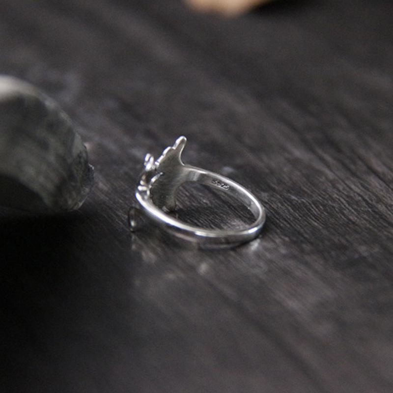 Japanischer Hansen Girl Retro-Stil Ginkgo Blatt Ring Damenmode Persönlichkeit Offener Zeigefingerring