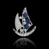 Zinc Zinc Alloy Suit Collar Pin Boat Badge Men Brooch Delicate Rhinestone Sailboat Brooch  Ceremony Banquet