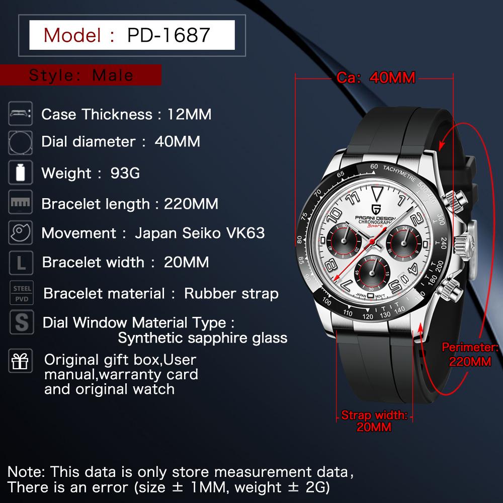 Pagani Design Sport Wristwatch For Man Top Brand Stainless Steel Waterproof Clocks Men Watch Military Quartz WristWatch