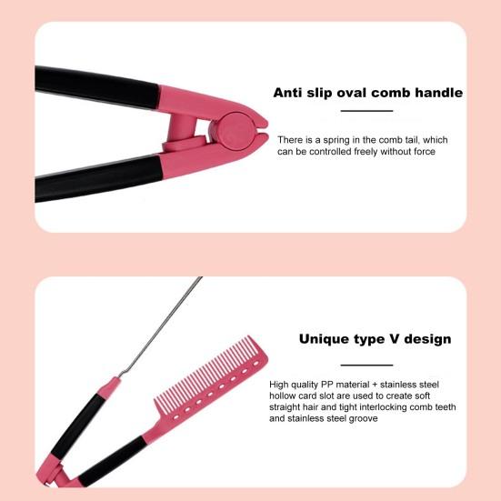 Styling Comb Gentle Edges Carbon Salon Grip Pevný kartáč na vlasy ve tvaru V pro