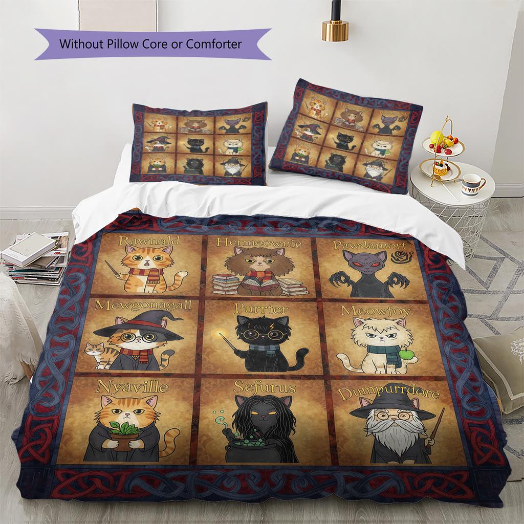 Cartoon Pattern Bedding Quilt Set Quilt Cover Pillowcase Home Decoration Birthday Gift (1 * duvet cover + 2 * pillowcase, without core)
