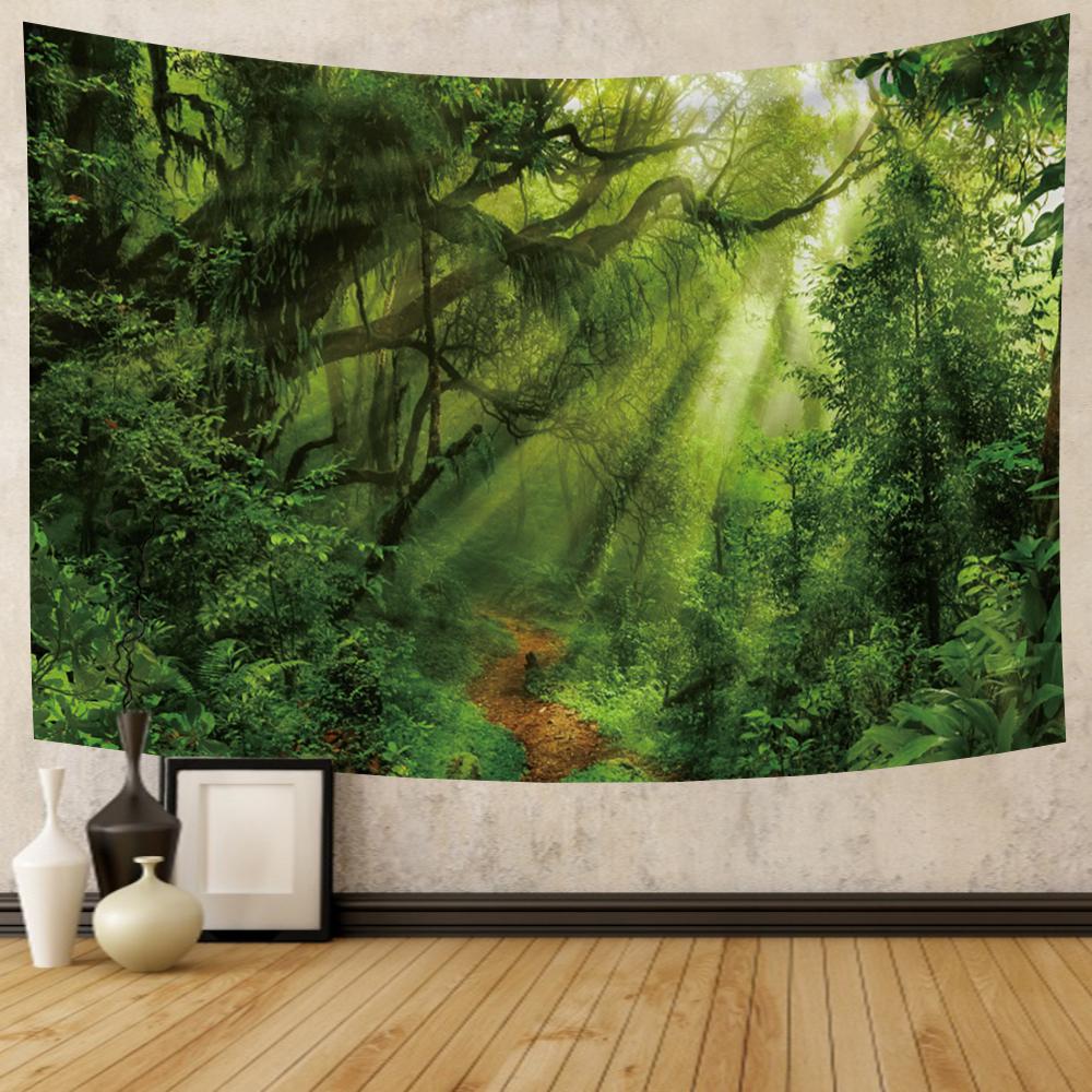 Natural Landscape Tapestry Tropical Forest Wall Hanging Hippie Bedroom Living Room University Dormitory Home Decoration Tapestry