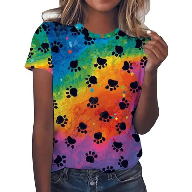 Casual Temperament Top Printed Women's Clothing Crew Neck Short Sleeve Comfortable T-Shirts Women’s