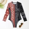 European and American Swimsuit One-piece Long-sleeved Mesh Stitching Surf Suit