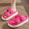 Fashion Buckle Thick Platform Slippers Women Home Soft Sole Eva Cloud Slides Sandals Woman 2024 Summer Non Slip Beach Flip Flops