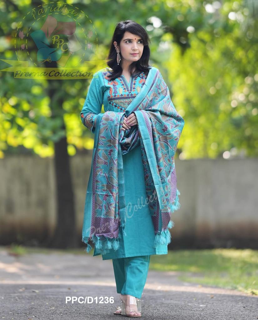 Women Designer Kurta Pant Dupatta Set Salwar Kameez Indian Bollywood Top Tunic Kurti