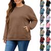 Plus Size Sweatshirt För Kvinnor Oversized Crewneck Långärmad Pullover Toppar