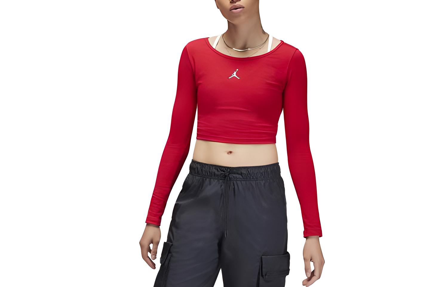 Jordan Crop Tops Women s Gym Red Crew Neck Moderate DQ4466-687 M