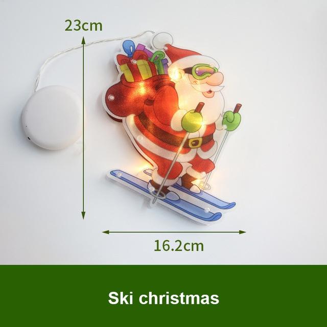1Pc Christmas Window Decoration Hanging Lights 8 Styles LED Suction Cup Santa Claus Holiday Scene Atmosphere Decor