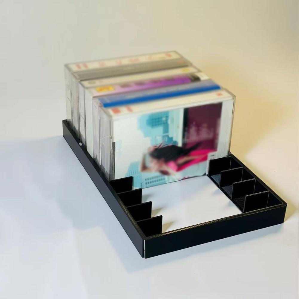 1/2 Pcs Cassette Tape Organizer Rack - 16 Slots For Easy Storage Black Plastic Display Stands Storage Box