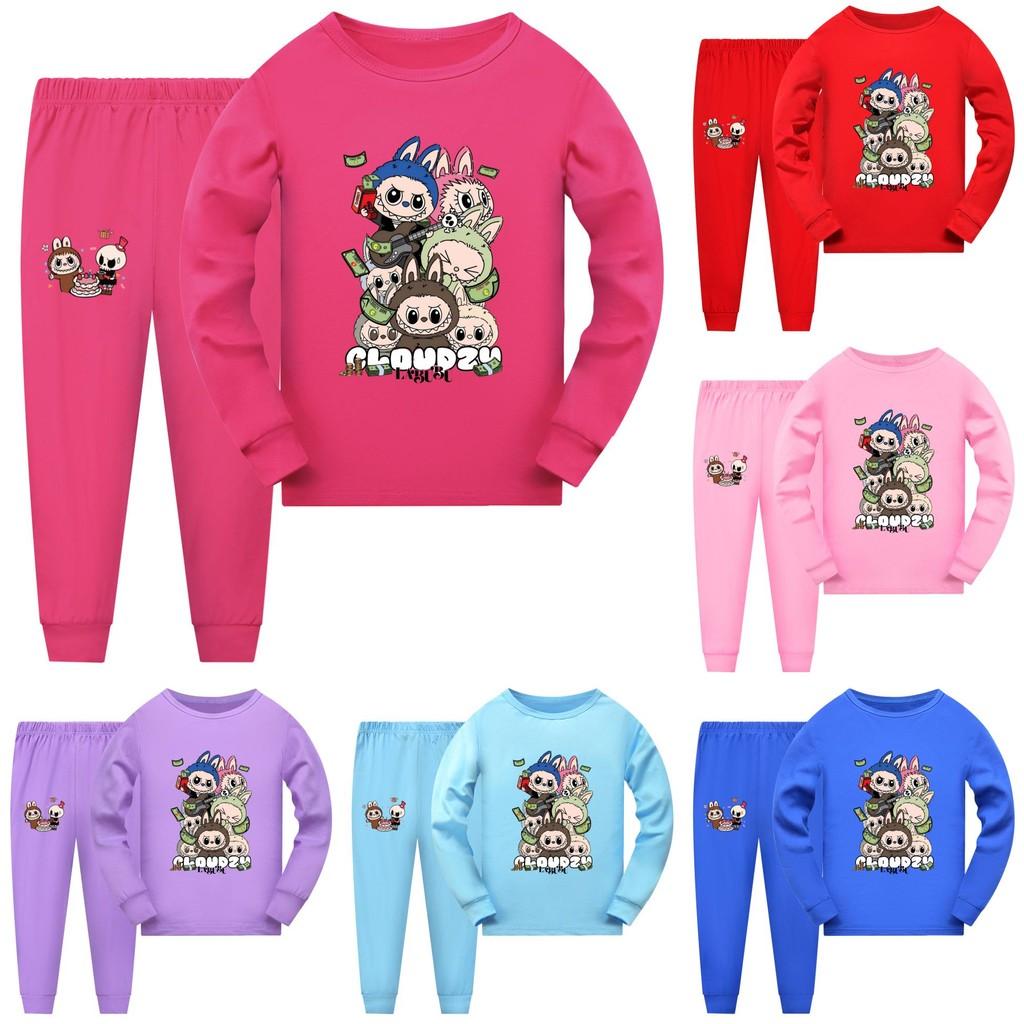Labubu Kids Short Sleeve Short Pants Pajama Set With Cotton Fabric For Children