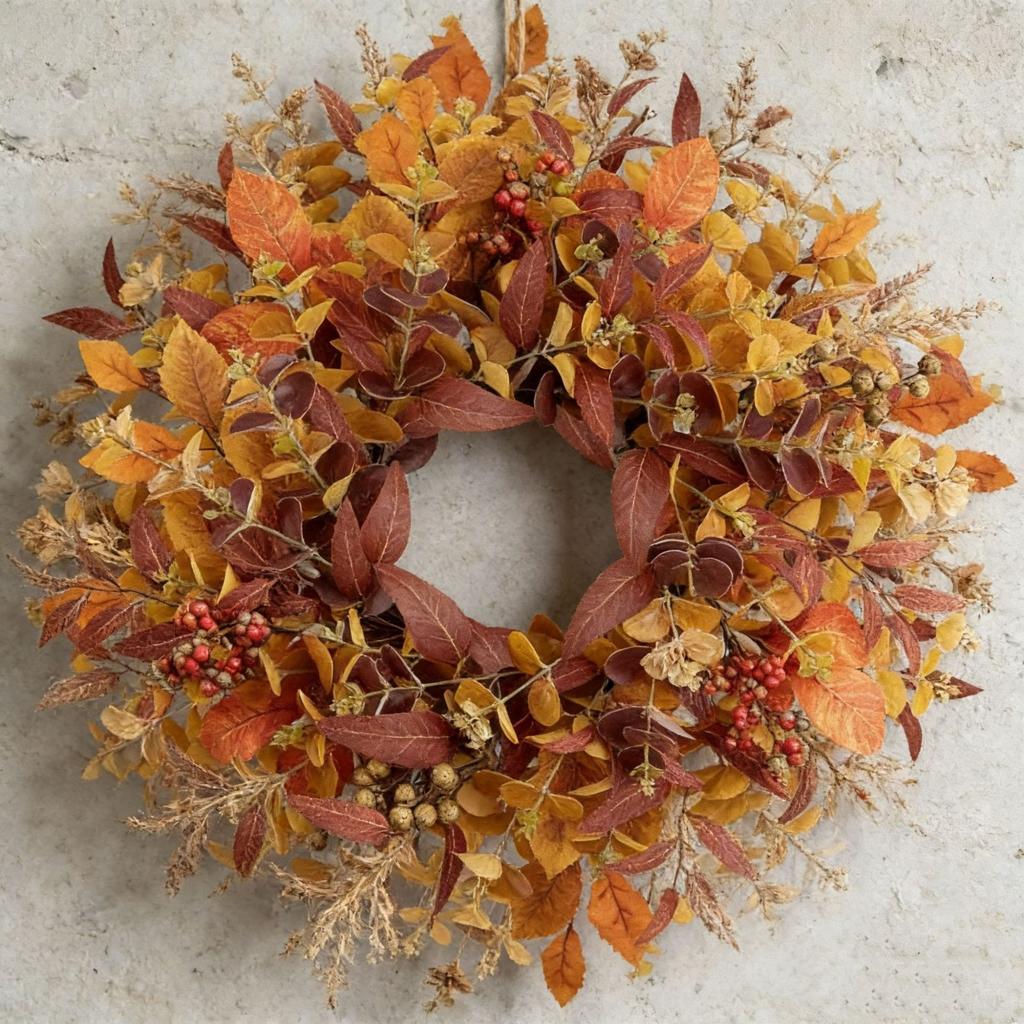 Couronne Artificielle avec Feuilles pour Décoration Intérieure