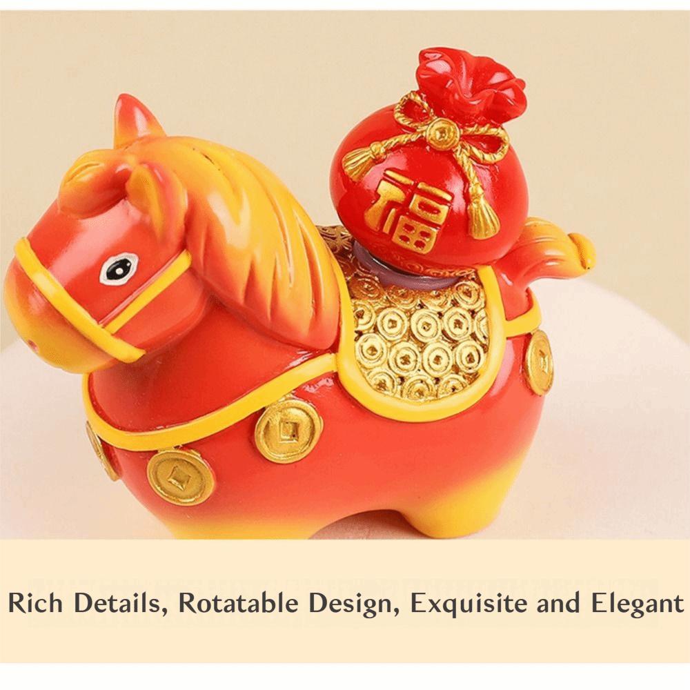 Handcrafted Zodiac Horse Ornaments Rotatable Zodiac Horse Figurines  Chinese New Year