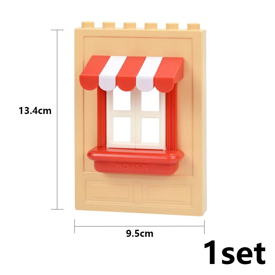 Big Size Building Blocks House Furniture Assemble Wall Fence Roof Door Window Construction Large Bricks Toys Compatible Duploes