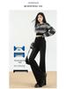 Vintage Black-Gray High-Waisted Micro-Flare Denim Slimming Pants - Women's Autumn/Winter Style
