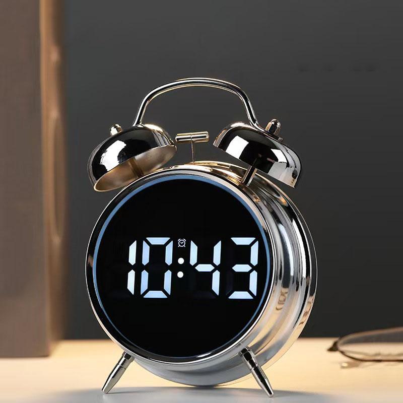 Student Alarm Clock with Extra Loud Metal Chime - Essential for Heavy Sleepers Multi-Functional Plug-In Clock for Kids