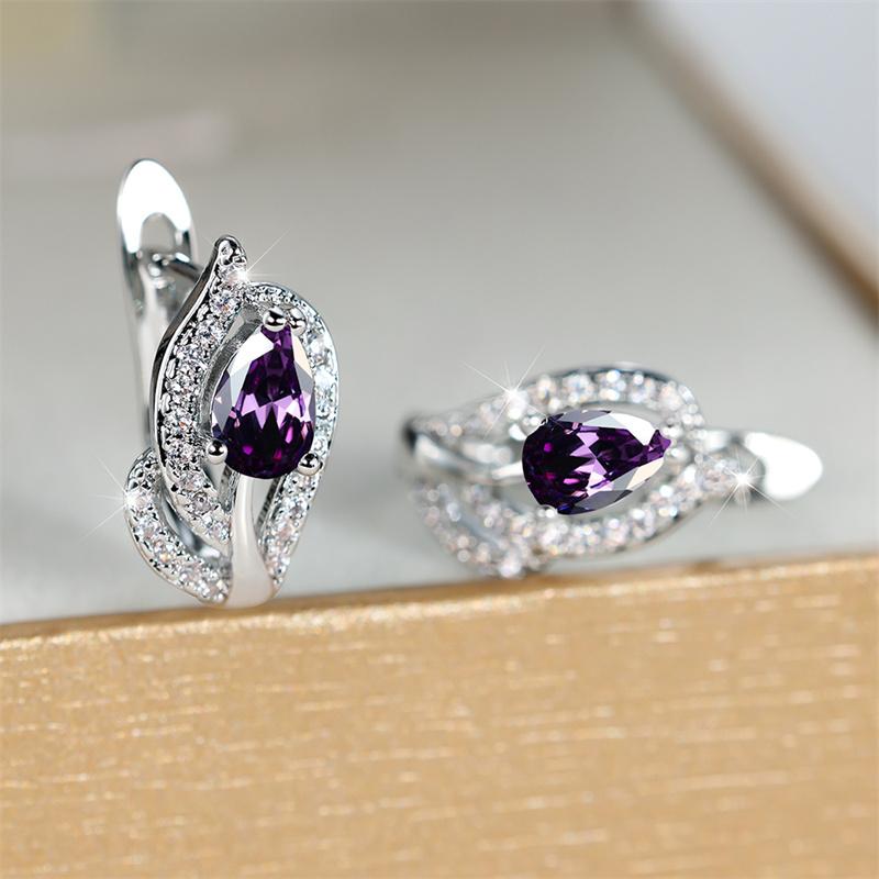 Cute Female Yellow Zircon Stone Hoop Earrings Trendy Gold Color Wedding Jewelry For Women