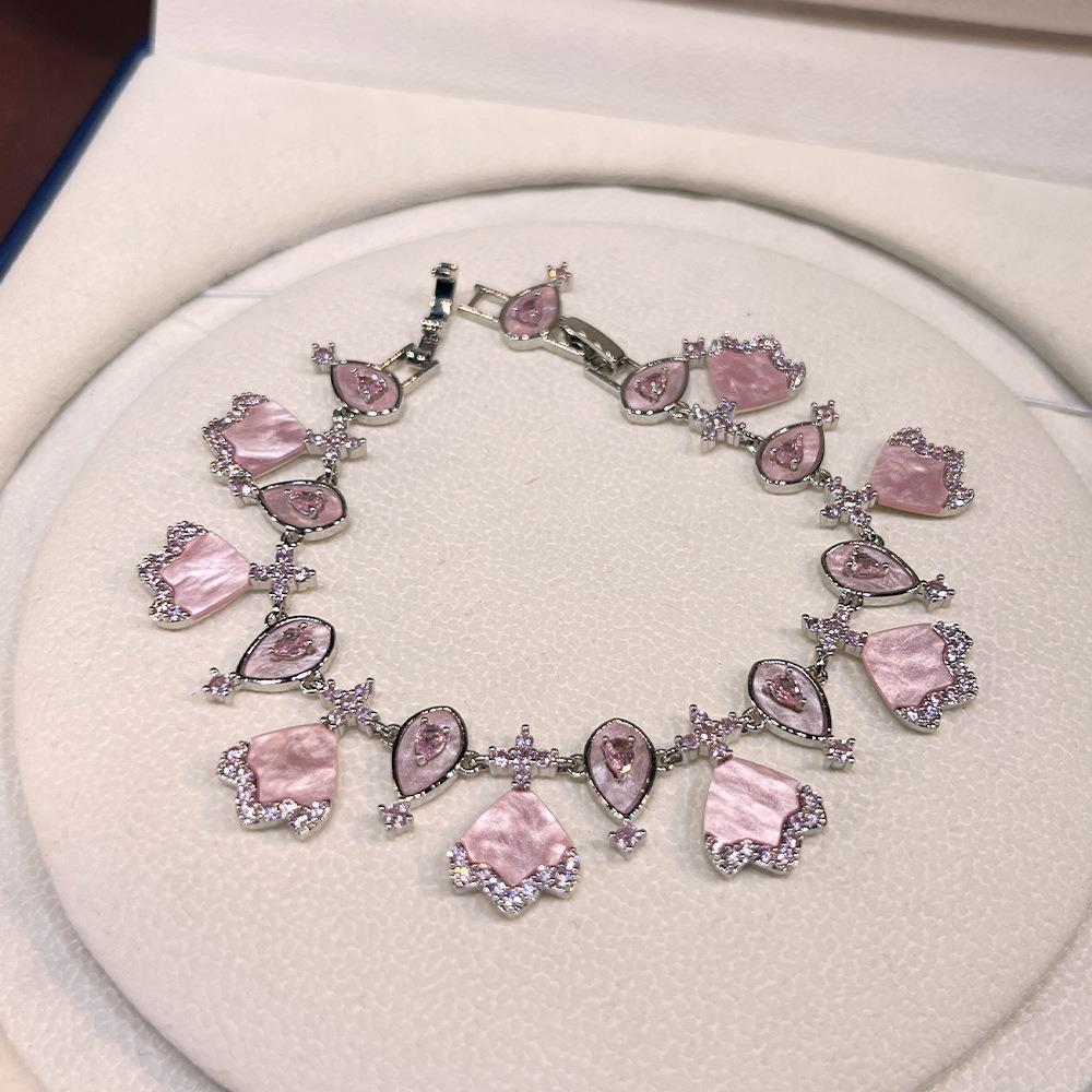 Luxury Pink Shell Necklace Jewelry 3 Pcs Set Wedding Bridal Jewelry Set for Women Dubai AUE Bride Gift