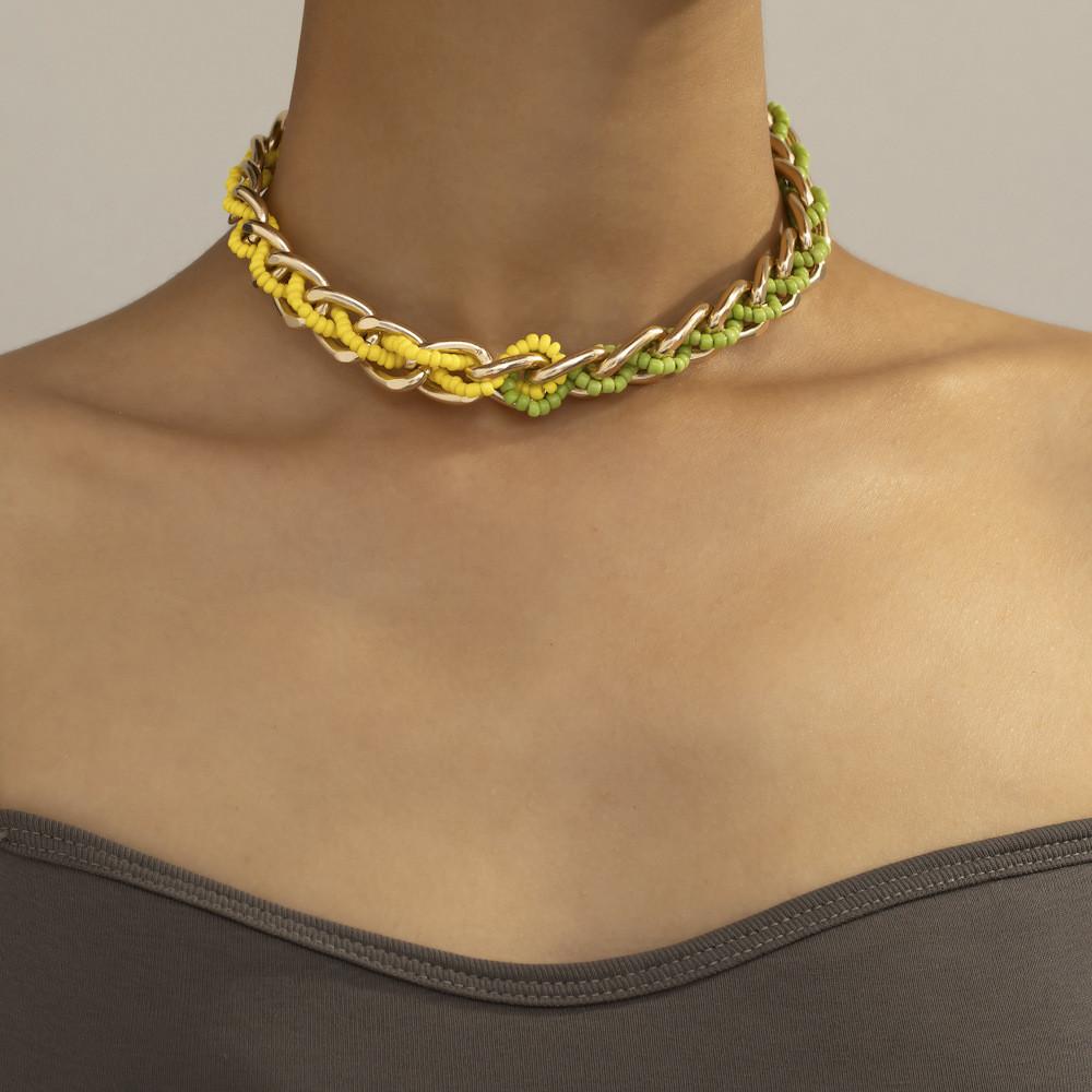 Beaded Multilayer Fashionable Necklace With Creative Alloy Pendants For Women Trendy