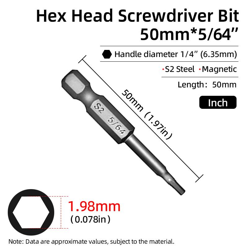 50mm hexagonal șurubelniță biți Imperial magnetică hexagonală Allen cheie burghiu biți inch 5/64-5/16 șurubelniță burghiu electric scule de mână