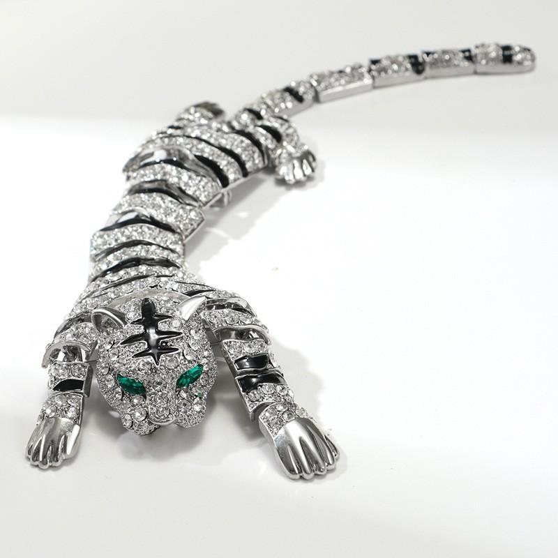 Heavy Industry Animal Tiger Brooch Large Luxury Alloy Diamond High-end Large Tiger Brooch Pin