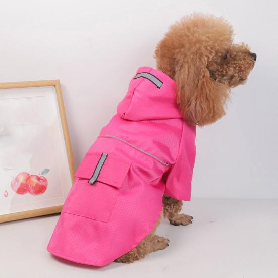 Yousheng Pet Raincoat Reflective Stripe Fastener Tape Traction Hole Full Body Coverage Brim Layered Hooded Cloak for Outdoor