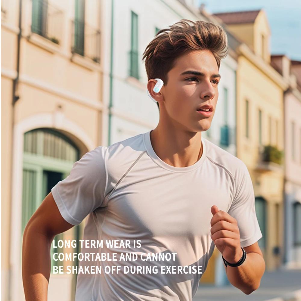 Wireless Bluetooth 5.4 Earphone 180° Rotation Ear Hook HIFI Stereo With MIC HD Call Open Single Ear Headset For Game Music Sport