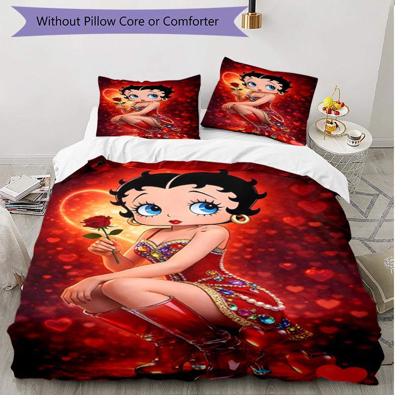 3pcs Duvet Cover Set (1*Duvet Cover + 2*Pillowcase, Without Core), Sexy Doll Print Soft All‑Season Bedding Set, Home Bedroom Decor Gift