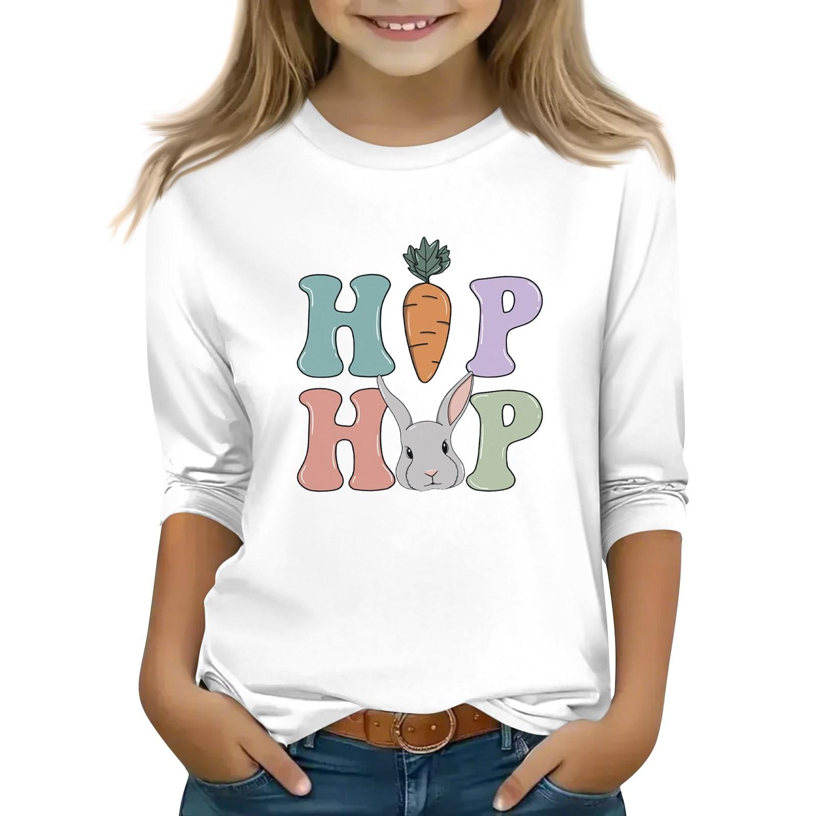 

Дитяча футболка з рукавом 3/4, повсякденна футболка з круглим вирізом, пуловер, блузка 150 білий