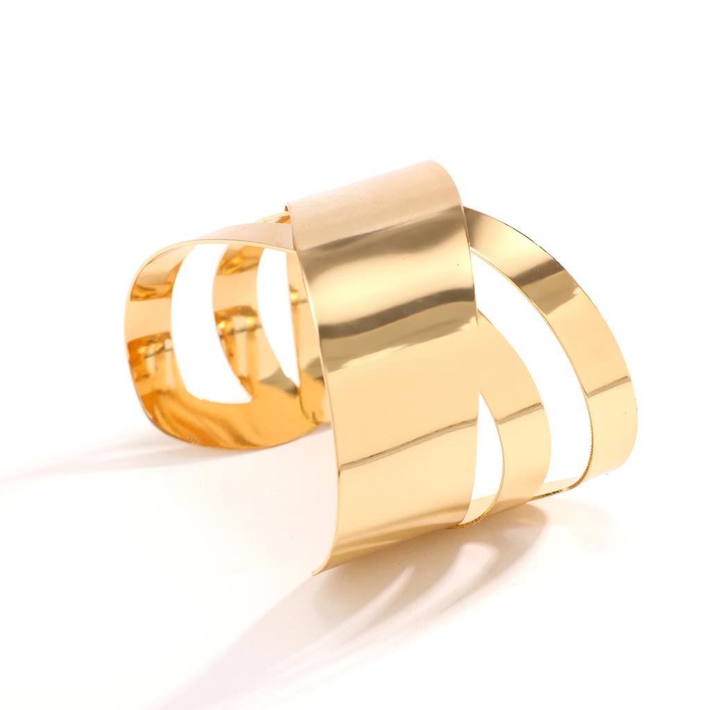 Exaggerated Punk Smooth Cross Open Cuff Wide Bangle for Women Gypsy Heavy Metal Chunky Arm Bracelet Grunge Jewelry Steampunk Men