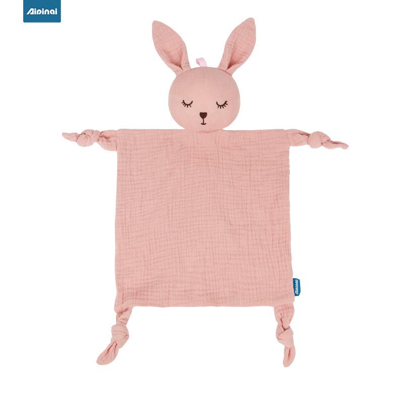 Aipinqi Dětská komfortní deka a bryndáček na slintání - Měkká bavlněná plyšová hračka na spaní