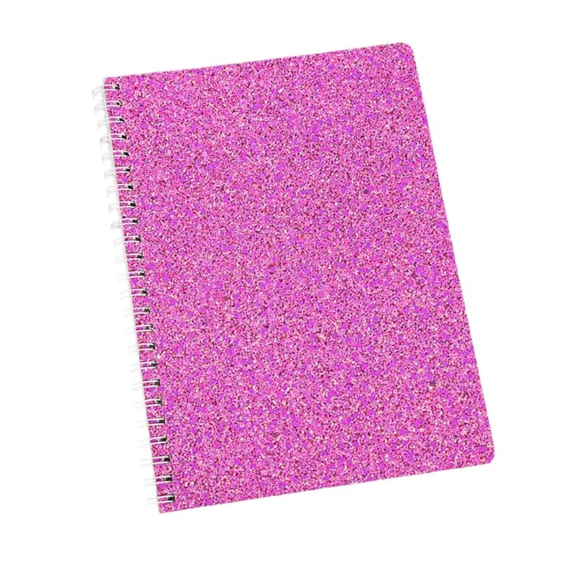 A 5 Stationery Notebook Spirals Notebook Glittering Notepad Travel Notebook Journal Notebook 80 Sheets розовый