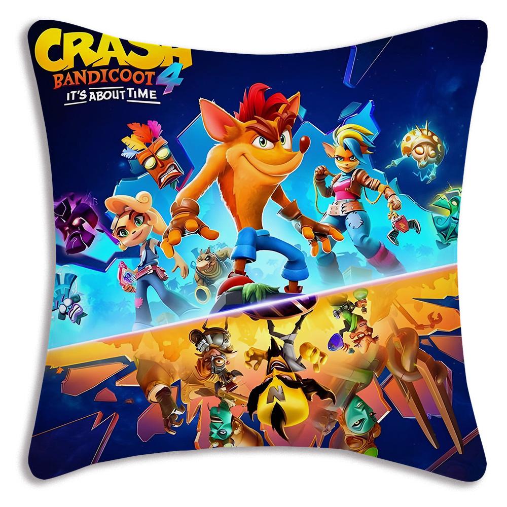 Cartoon Game Crashs Bandicoot Pillow Covers Cartoon Sofa Decorative Home Double-Sided Printing Short Plush Cute Cushion Cover